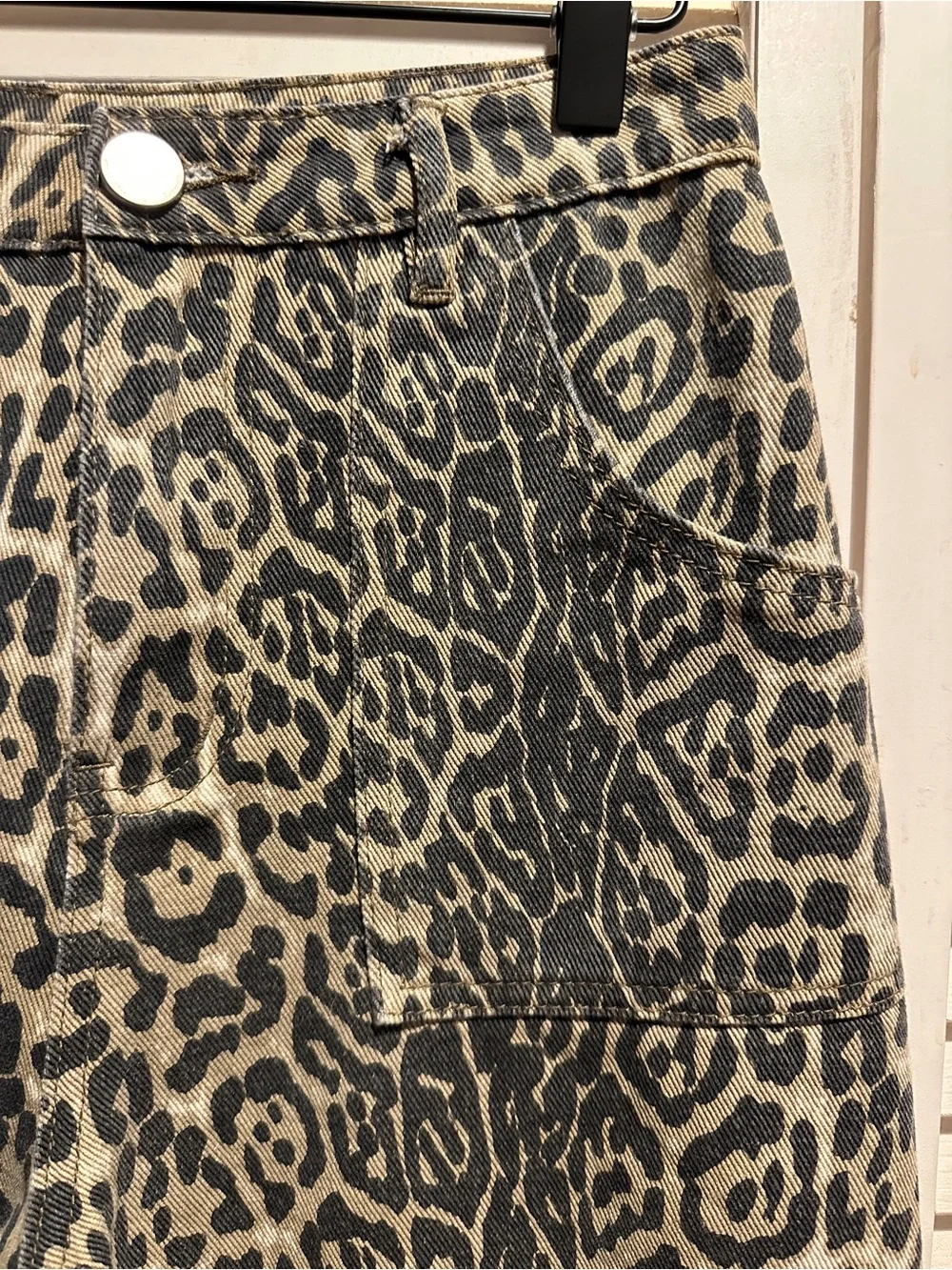 Alter’d State Leopard Print Wide Leg Jeans High Rise Utility Western Y2K